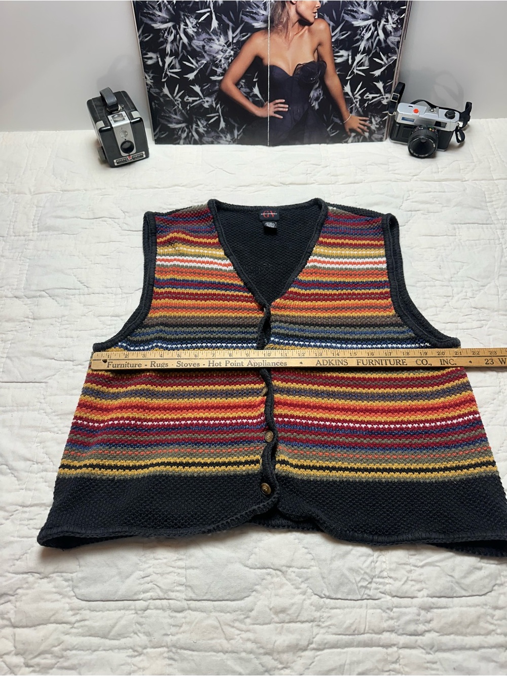 90s Textured Stripe Sweater Vest | Heritage Knit · Gloria Vanderbilt - Picture 6 of 8